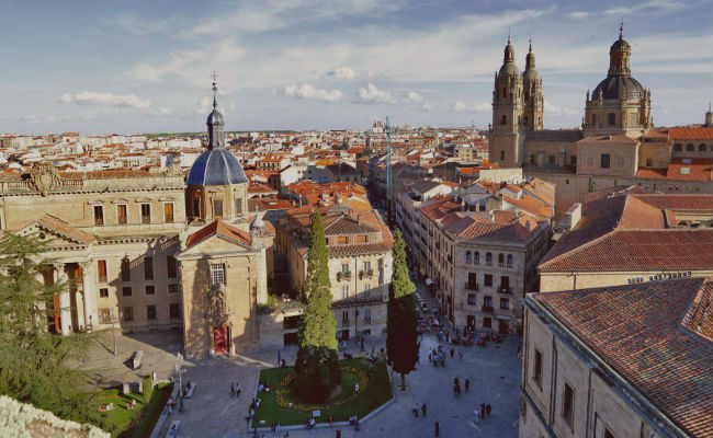 salamanca architecture from hot air balloon